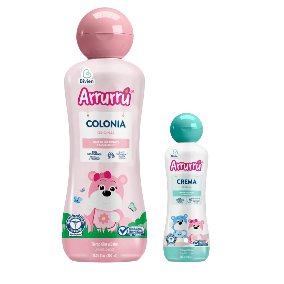 Arrurru Colonia Original Pink 27.05 oz + Crema Original 220 ml – Refreshing Cologne & Body Lotion Set Avelisse
