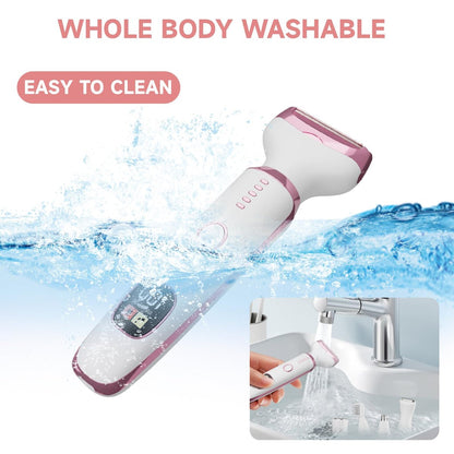 5-in-1 Electric Razor Shaver for Women – Cordless Bikini Trimmer, Facial Hair Remover & Nose Trimmer, Wet Dry Use, White Avelisse