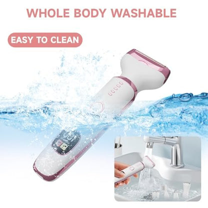 5-in-1 Electric Razor Shaver for Women – Cordless Bikini Trimmer, Facial Hair Remover & Nose Trimmer, Wet Dry Use, White Avelisse