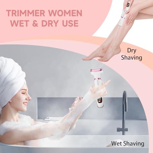 5-in-1 Electric Razor Shaver for Women – Cordless Bikini Trimmer, Facial Hair Remover & Nose Trimmer, Wet Dry Use, White Avelisse