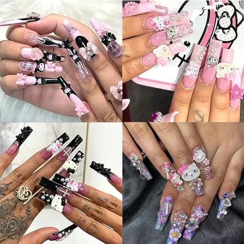 121 PCS Kitty Nail Charms Kawaii Nail Art Stickers - 3D Flatback Resin Charms for Nail Decorations - görsel 8