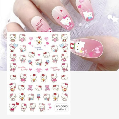 121 PCS Kitty Nail Charms Kawaii Nail Art Stickers - 3D Flatback Resin Charms for Nail Decorations