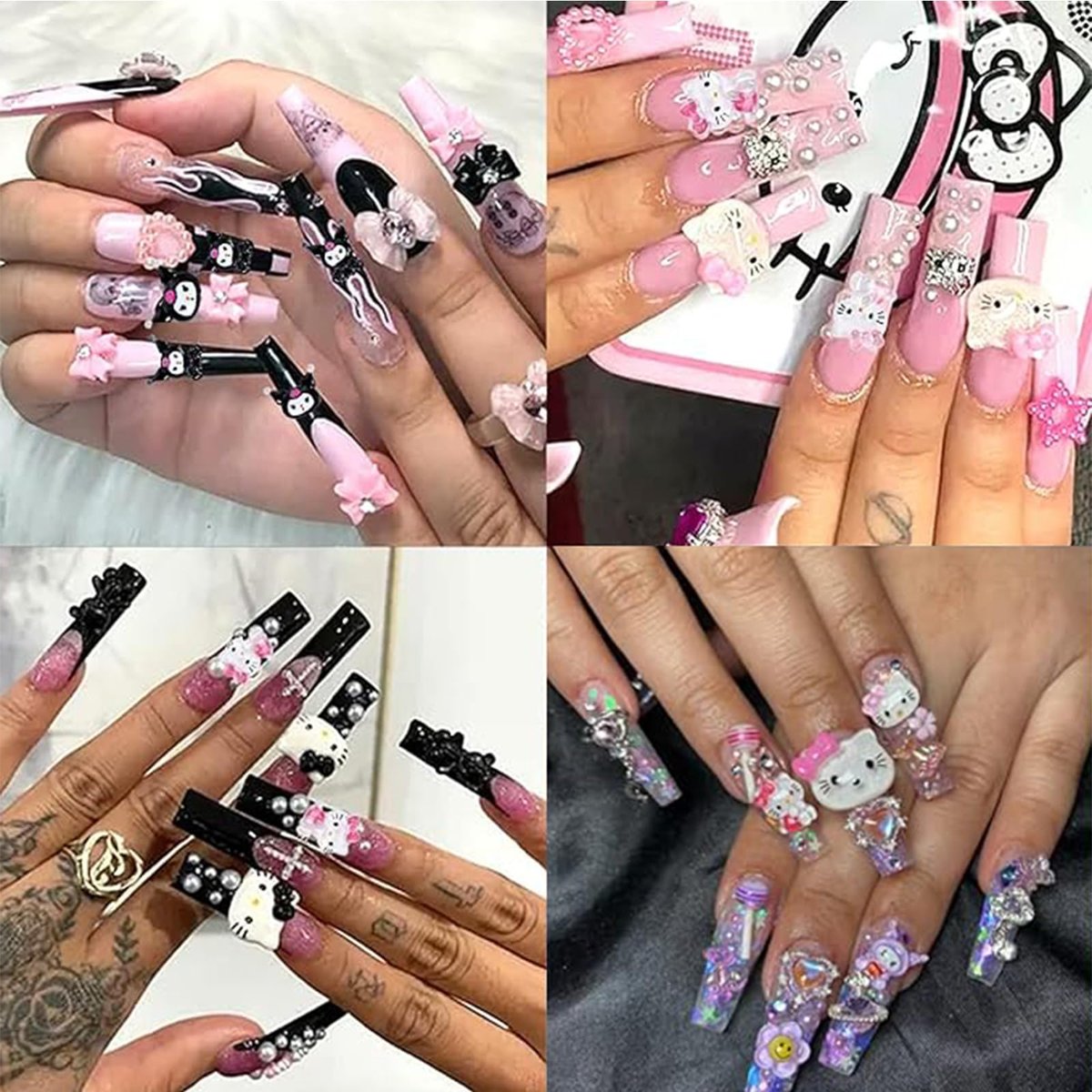 121 PCS Kitty Nail Charms Kawaii Nail Art Stickers - 3D Flatback Resin Charms for Nail Decorations - görsel 7