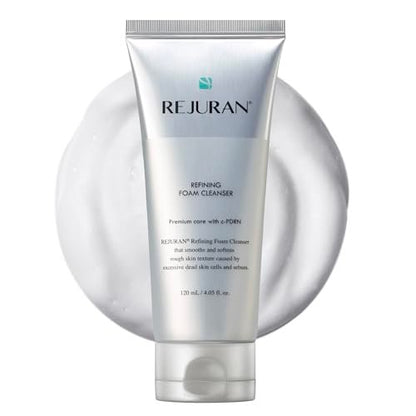 REJURAN Refining Foam Cleanser with c-PDRN – Hydrating & Gentle Foaming Cleanser for Smoother, Clearer Skin, Minimizes Pores & Balances with Hyaluronic Acid & Tanin Complex, Korean Skin Care (4.05 fl oz) Avelisse