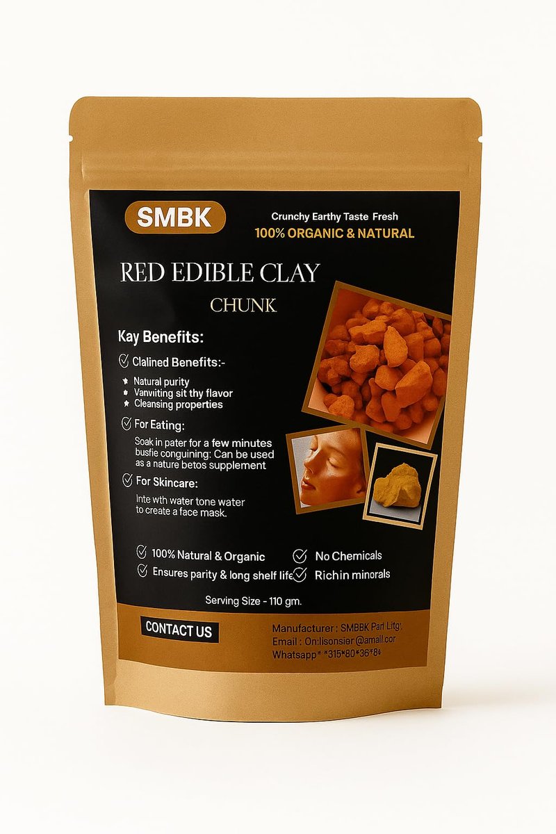 SMBK Red Clay - Edible Clay Chunks, Natural Organic Clay Mask for Skin Detox - 3 oz (110gm) - görsel 13