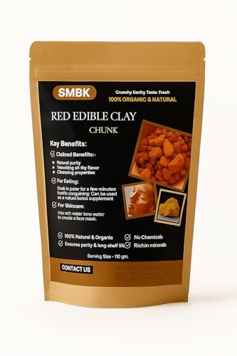 SMBK Red Clay - Edible Clay Chunks, Natural Organic Clay Mask for Skin Detox - 3 oz (110gm) - görsel 14