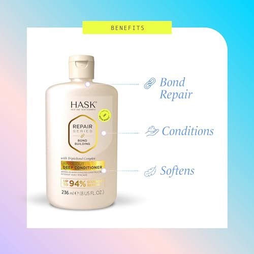 HASK Bond Building Rinse-Out Deep Conditioner with Triple Bond Complex & Argan Oil – Repairs Damage, Softens, Adds Moisture – Sulfate-Free, Cruelty-Free, Color-Safe (8 oz) - görsel 8