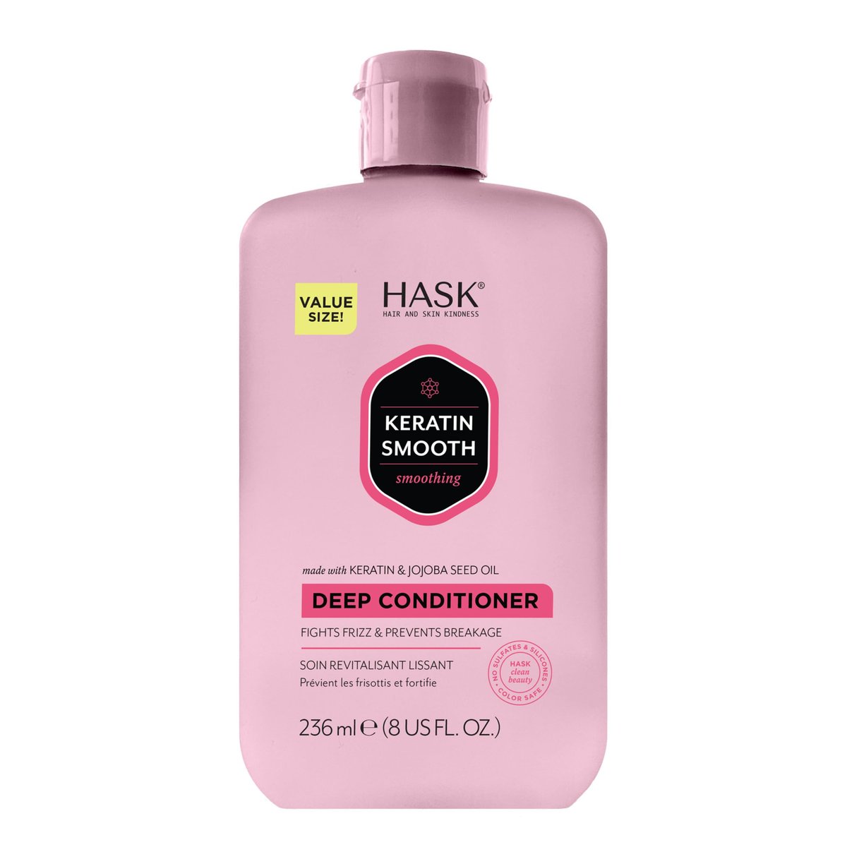 HASK Keratin Smoothing Deep Conditioner Treatment - Sulfate Free, Color Safe, 8 Fl Oz - görsel 1