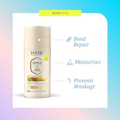 HASK Bond Building Leave-In Treatment Cream with TripleBond Complex & Argan Oil - Repairs Damage, Prevents Breakage, Adds Moisture - Sulfate-Free, Cruelty-Free, Color-Safe - 3.3 oz - görsel 8