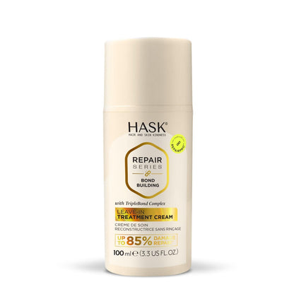 HASK Bond Building Leave-In Treatment Cream with TripleBond Complex & Argan Oil - Repairs Damage, Prevents Breakage, Adds Moisture - Sulfate-Free, Cruelty-Free, Color-Safe - 3.3 oz