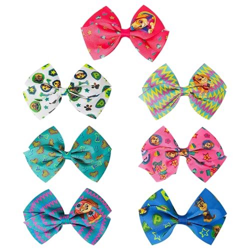 LUV HER Paw Patrol Alligator Hair Clips for Kids – 7-Pack Non-Slip 4-Inch Hair Bows – Girls Hair Accessories with Rescue Pup Prints – Ages 3+ – Non-Toxic Material Avelisse