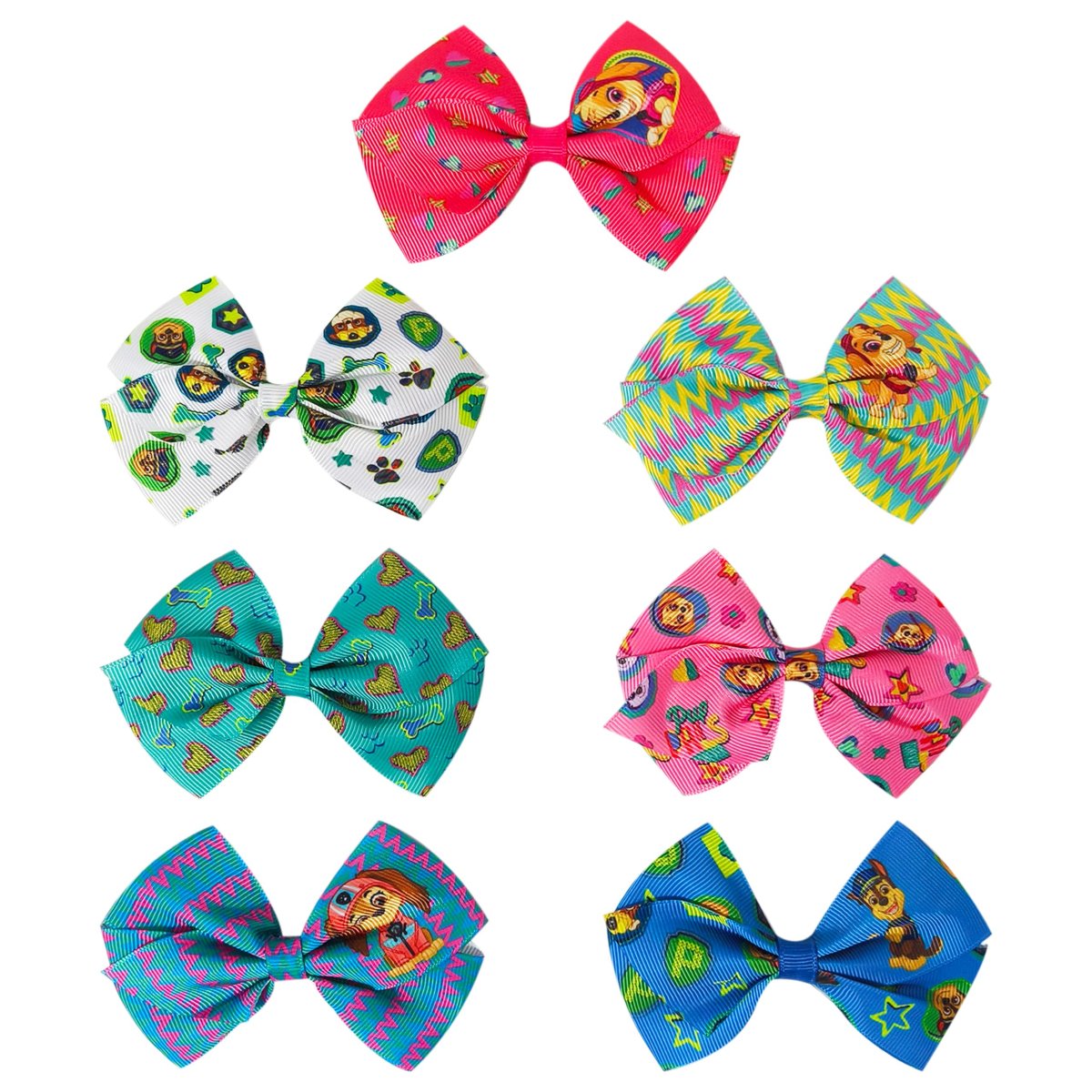 LUV HER Paw Patrol Alligator Hair Clips for Kids – 7-Pack Non-Slip 4-Inch Hair Bows – Girls Hair Accessories with Rescue Pup Prints – Ages 3+ – Non-Toxic Material Avelisse