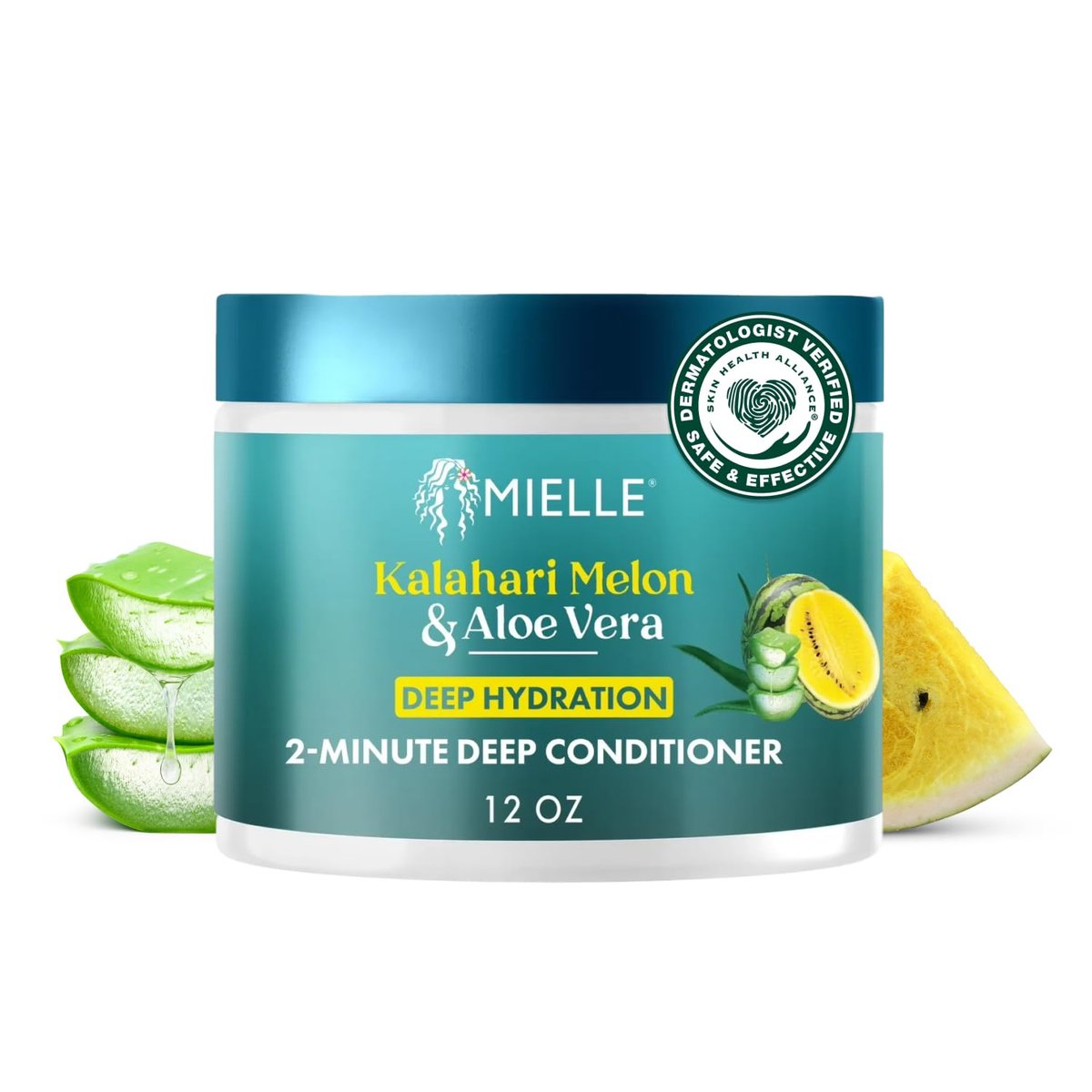 Mielle Organics 2-Minute Deep Conditioner - Kalahari Melon & Aloe Vera Moisturizing Hair Conditioner for Dry, Curly and Textured Hair - Softening, Detangling & Fast-Acting Deep Conditioning, 12 Ounce - görsel 1
