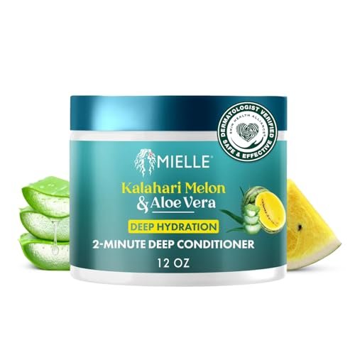 Mielle Organics 2-Minute Deep Conditioner - Kalahari Melon & Aloe Vera Moisturizing Hair Conditioner for Dry, Curly and Textured Hair - Softening, Detangling & Fast-Acting Deep Conditioning, 12 Ounce - görsel 2