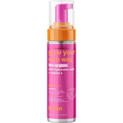 b.tan Clear Self Tanner Foam – Glow Your Own Way – Rinse-Free Express Sunless Tanning Water Mousse, Dark, No Transfer, Moisturizing Face & Body, No Fake Tan Smell, 6.7 Fl Oz Avelisse