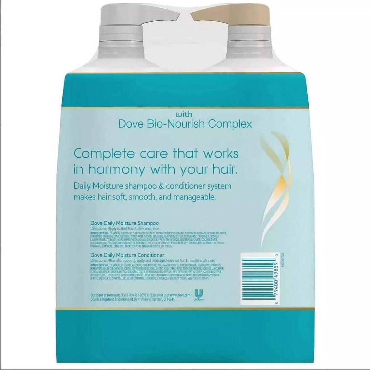 Dove Daily Moisture Shampoo & Conditioner Set – Deep Hydration with Hyaluronic Acid for Smoothing & Revitalizing Dry, Damaged Hair, 18 Oz Each Avelisse