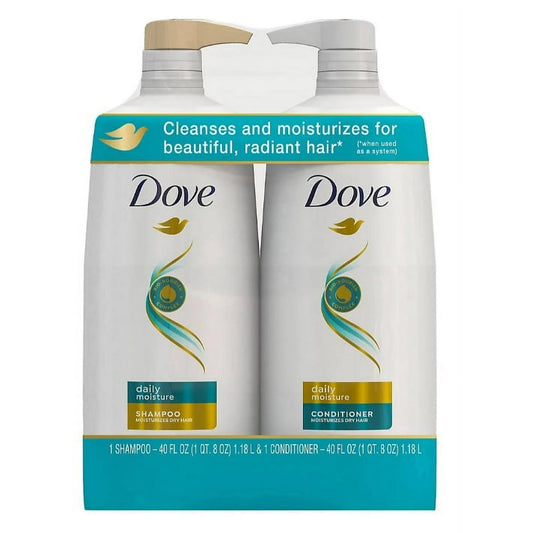 Dove Daily Moisture Shampoo & Conditioner Set – Deep Hydration with Hyaluronic Acid for Smoothing & Revitalizing Dry, Damaged Hair, 18 Oz Each Avelisse