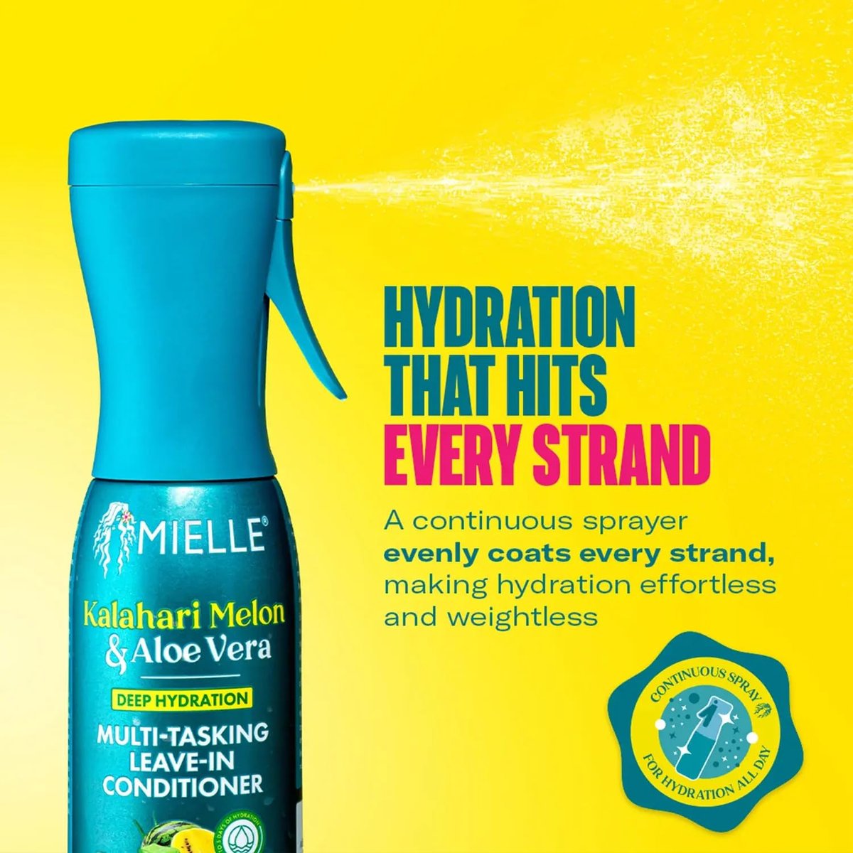Mielle Organics Kalahari Melon & Aloe Vera Multi-Tasking Leave In Conditioner Spray - 3-in-1 Hair Detangler, Curl Refresher & Moisturizer for Dry, Curly & Textured Hair, 6.7 oz - görsel 12