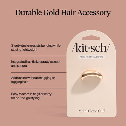 Kitsch Gold Hair Cuff - Small Metal Ponytail Cuff for Braids, Updos & Everyday Hairstyles | Durable & Elegant Hair Tie for Women | 1pc Avelisse
