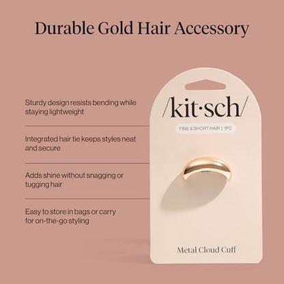 Kitsch Gold Hair Cuff - Small Metal Ponytail Cuff for Braids, Updos & Everyday Hairstyles | Durable & Elegant Hair Tie for Women | 1pc Avelisse
