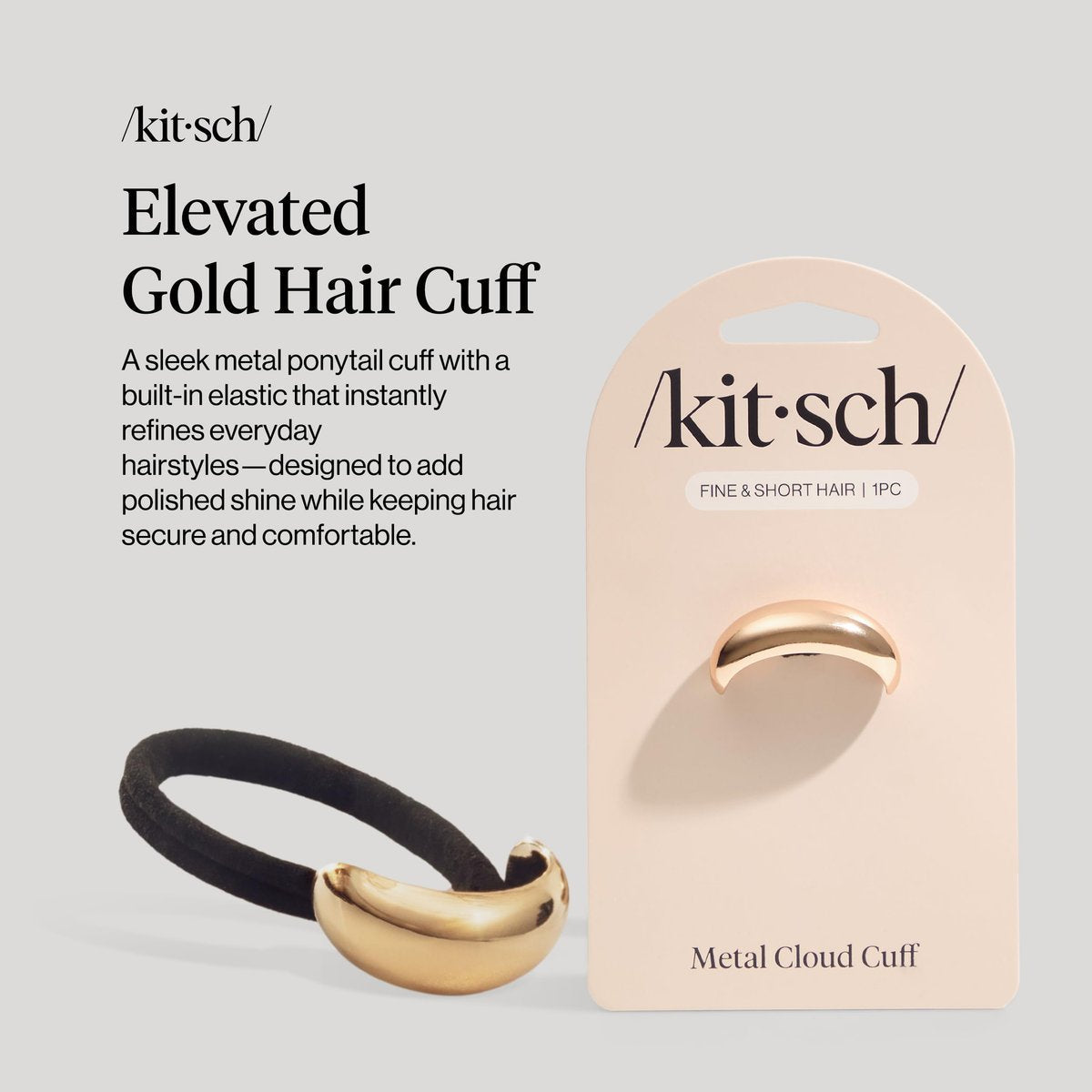 Kitsch Gold Hair Cuff - Small Metal Ponytail Cuff for Braids, Updos & Everyday Hairstyles | Durable & Elegant Hair Tie for Women | 1pc Avelisse