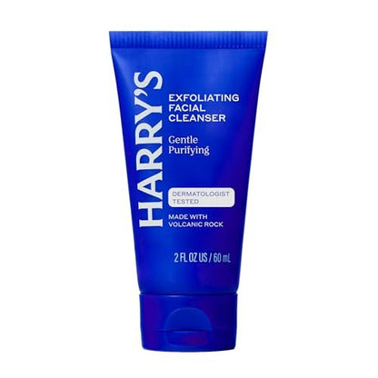 Harry's Exfoliating Face Wash for Men – Gentle Facial Cleanser with Volcanic Rock Exfoliant, 7.1 Fl. Oz (Pack of 2), Home and Travel Bundle TSA Approved