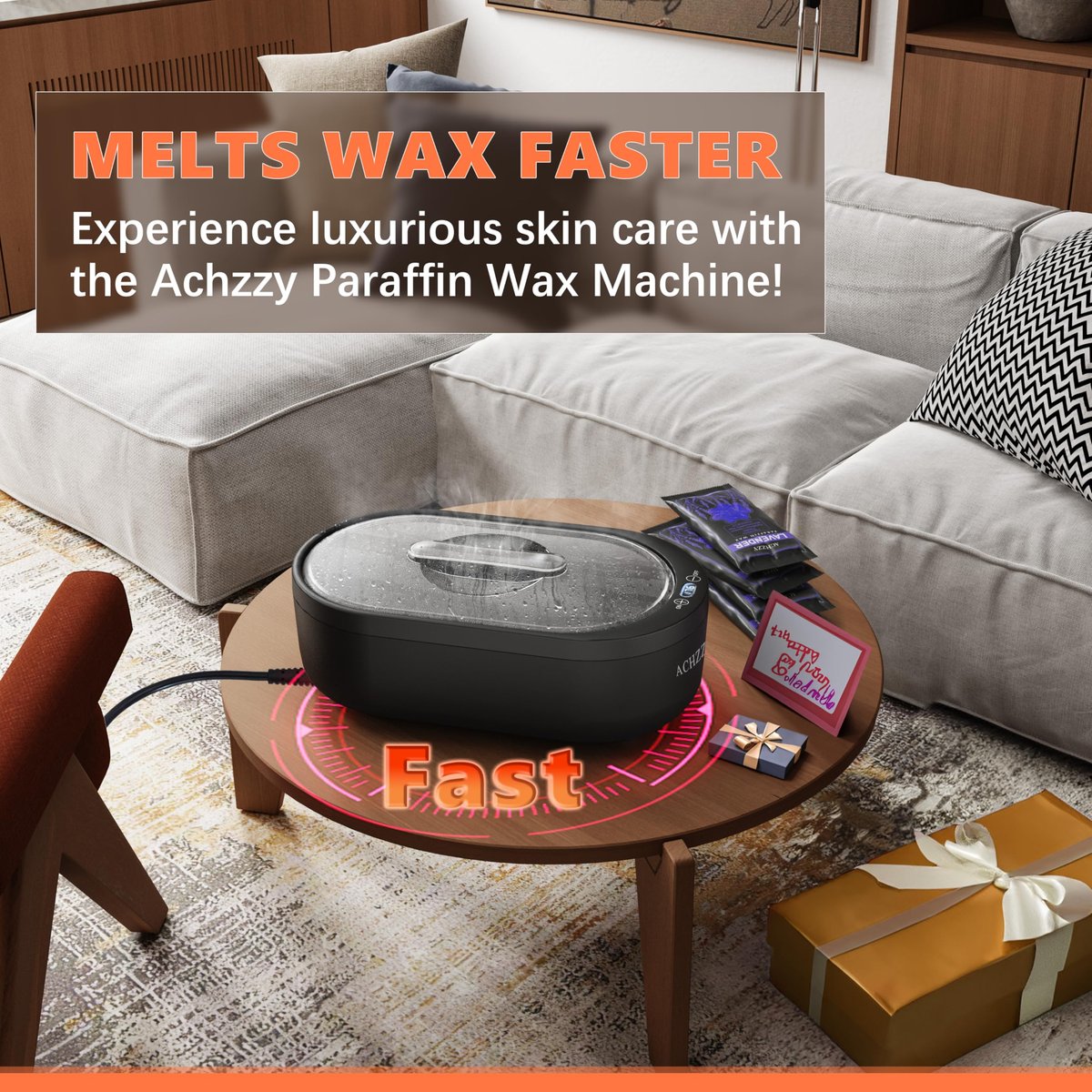 Achzzy Paraffin Wax Machine for Hands and Feet - 2000ml Thermostatic Warmer with Temperature & Reservation Mode, Nourishing Moisturizing Home Spa (Dark Gray) Avelisse