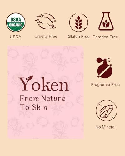 Yoken Multi-Use Organic Body Oil with Rose Petals, Vitamin E & Almond Oil - USDA Certified, 8 Fl Oz - Nourishing & Hydrating for Skin, Face, Hair & Nails Avelisse