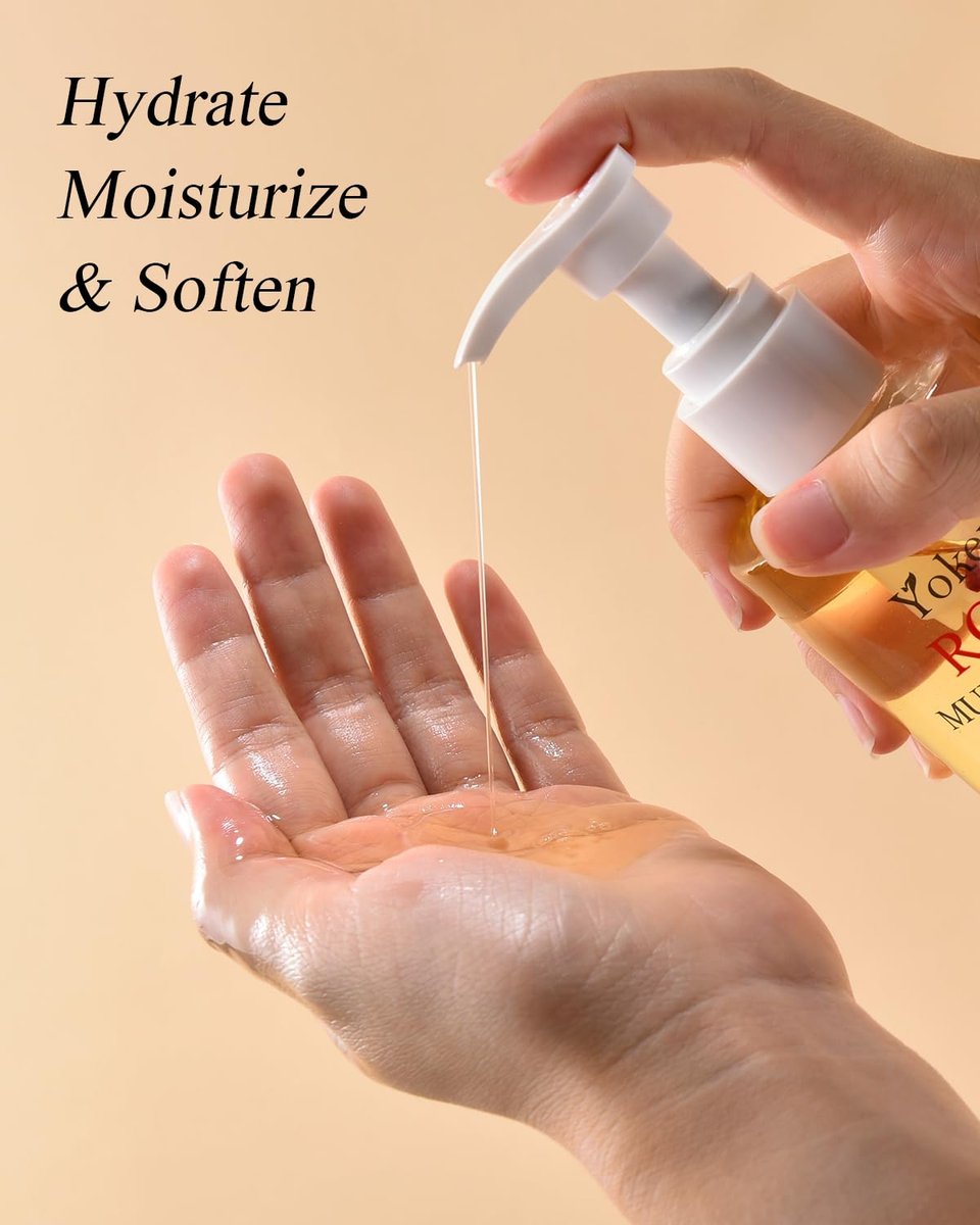 Yoken Multi-Use Organic Body Oil with Rose Petals, Vitamin E & Almond Oil - USDA Certified, 8 Fl Oz - Nourishing & Hydrating for Skin, Face, Hair & Nails Avelisse