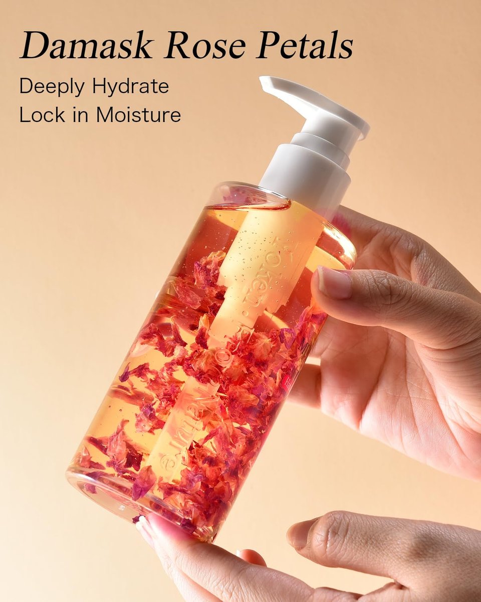Yoken Multi-Use Organic Body Oil with Rose Petals, Vitamin E & Almond Oil - USDA Certified, 8 Fl Oz - Nourishing & Hydrating for Skin, Face, Hair & Nails Avelisse