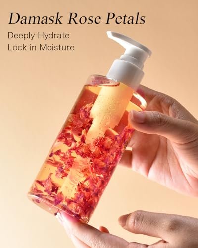 Yoken Multi-Use Organic Body Oil with Rose Petals, Vitamin E & Almond Oil - USDA Certified, 8 Fl Oz - Nourishing & Hydrating for Skin, Face, Hair & Nails Avelisse