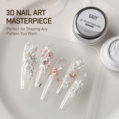 GAOY White 3D Sculpting Gel for Nail Art – 15g Hard Non-Sticky Carving Gel for Molding & Building