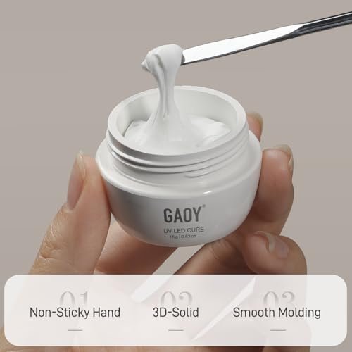 GAOY White 3D Sculpting Gel for Nail Art – 15g Hard Non-Sticky Carving Gel for Molding & Building - görsel 5