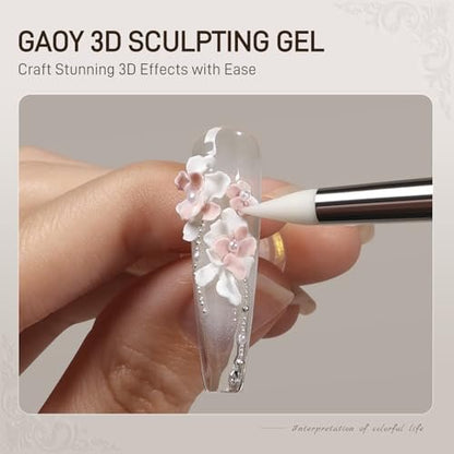 GAOY White 3D Sculpting Gel for Nail Art – 15g Hard Non-Sticky Carving Gel for Molding & Building