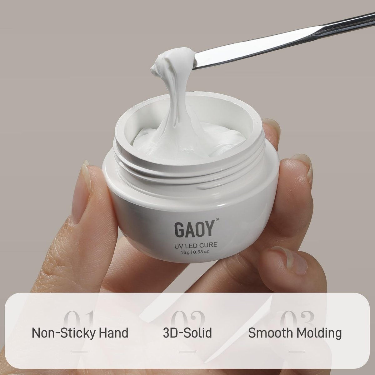 GAOY White 3D Sculpting Gel for Nail Art – 15g Hard Non-Sticky Carving Gel for Molding & Building - görsel 6
