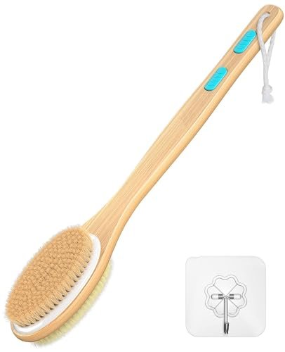 ManLinKei Back Scrubber for Shower - Long Handle Dual-Sided Bamboo Body Brush with Soft & Stiff Bristles for Exfoliation - görsel 18