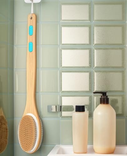 ManLinKei Back Scrubber for Shower - Long Handle Dual-Sided Bamboo Body Brush with Soft & Stiff Bristles for Exfoliation - görsel 10