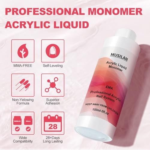 MUSILAN Monomer Acrylic Nail Liquid - 300ml Professional Acrylic Liquid for Powder System, Quick Dry Time for Beginners & Nail Techs Avelisse