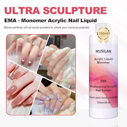 MUSILAN Monomer Acrylic Nail Liquid - 300ml Professional Acrylic Liquid for Powder System, Quick Dry Time for Beginners & Nail Techs Avelisse