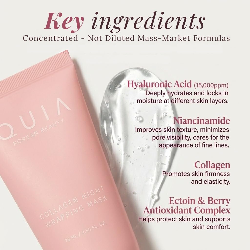 QUIA Collagen Wrapping Mask 75ml - Clinical +92% Firmer Appearance - Overnight Glass Skin Peel Off - Korean Skincare - All Skin Types Avelisse