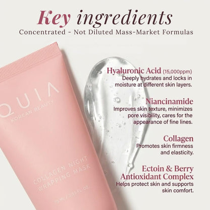 QUIA Collagen Wrapping Mask 75ml - Clinical +92% Firmer Appearance - Overnight Glass Skin Peel Off - Korean Skincare - All Skin Types Avelisse