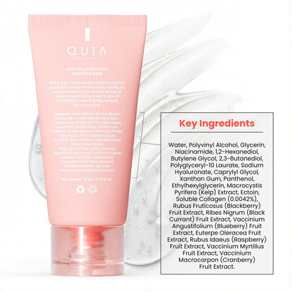 QUIA Collagen Wrapping Mask 75ml - Clinical +92% Firmer Appearance - Overnight Glass Skin Peel Off - Korean Skincare - All Skin Types Avelisse