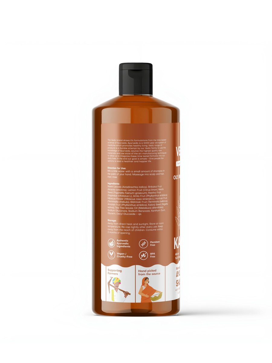 Vedic Kapha Natural Ayurvedic Shampoo for Oily/Normal Hair - Lemon & Tea Tree Oil, 16.9 fl oz - görsel 3
