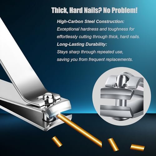 Heavy-Duty 4 PCS Nail Clippers Set with Case – Sharp High-Carbon Steel Blades for Hard Nails, Portable Grooming Tool for Men & Women, Great Christmas Gift, Stocking Stuffers Idea - görsel 6