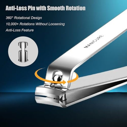 Heavy-Duty 4 PCS Nail Clippers Set with Case – Sharp High-Carbon Steel Blades for Hard Nails, Portable Grooming Tool for Men & Women, Great Christmas Gift, Stocking Stuffers Idea