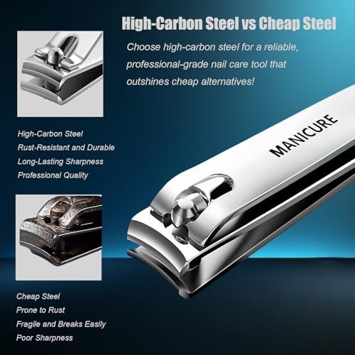Heavy-Duty 4 PCS Nail Clippers Set with Case – Sharp High-Carbon Steel Blades for Hard Nails, Portable Grooming Tool for Men & Women, Great Christmas Gift, Stocking Stuffers Idea - görsel 8