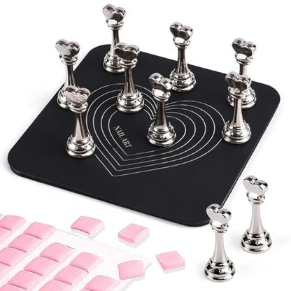 ANGNYA Nail Stand for Press Ons – Super Magnetic Base with Reusable Putty for Painting & Display, Home DIY Salon Supplies (Grey, 3.38x3.38in)