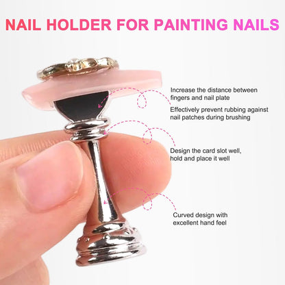ANGNYA Nail Stand for Press Ons – Super Magnetic Base with Reusable Putty for Painting & Display, Home DIY Salon Supplies (Grey, 3.38x3.38in)