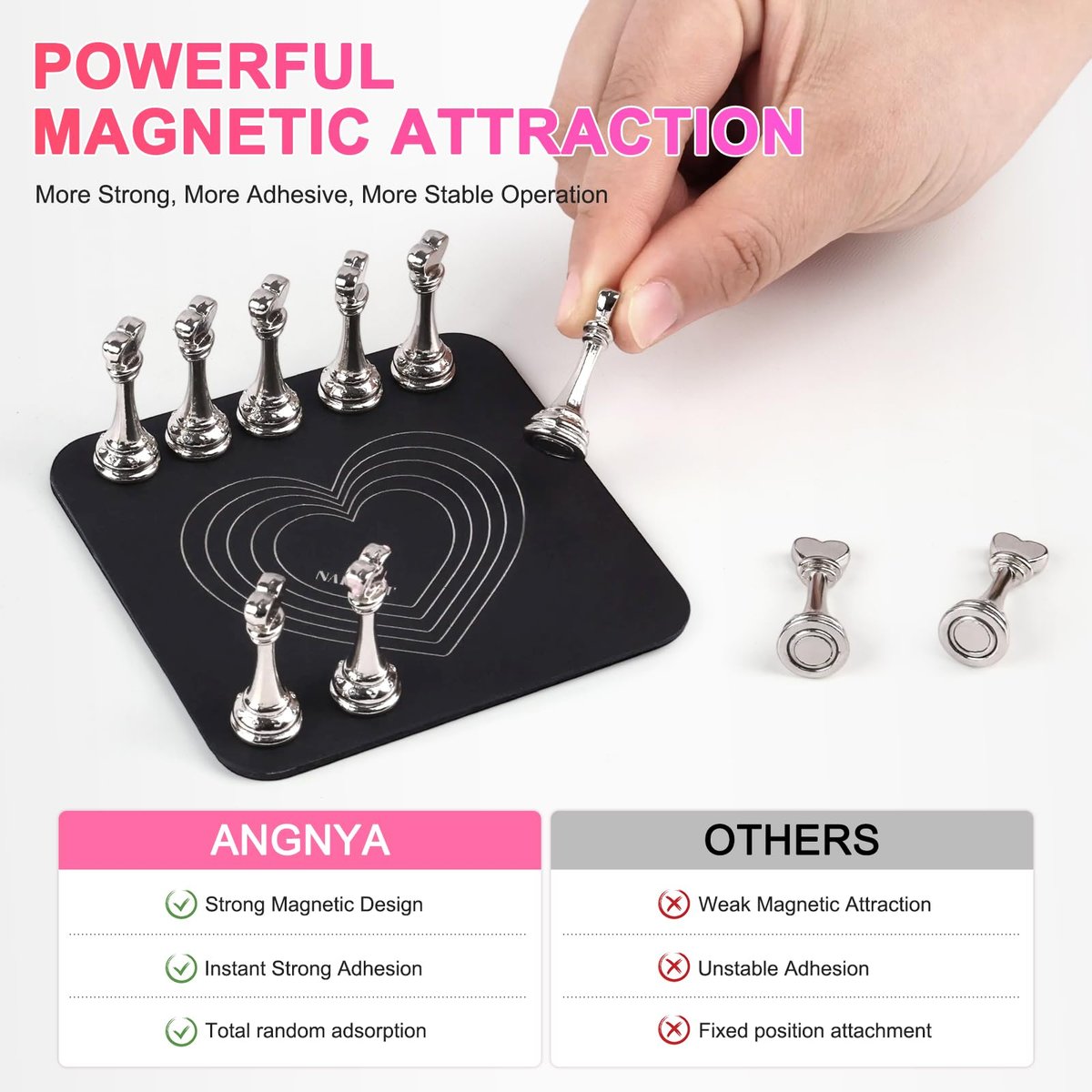 ANGNYA Nail Stand for Press Ons – Super Magnetic Base with Reusable Putty for Painting & Display, Home DIY Salon Supplies (Grey, 3.38x3.38in) - görsel 13