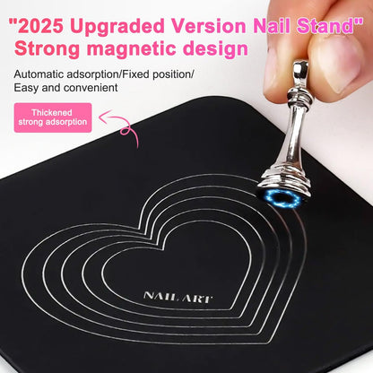 ANGNYA Nail Stand for Press Ons – Super Magnetic Base with Reusable Putty for Painting & Display, Home DIY Salon Supplies (Grey, 3.38x3.38in)